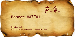 Peszer Hédi névjegykártya
